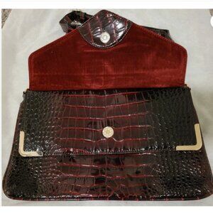 NWOT ❤️🐊 Melie Bianco Shoulder / Hand Bag Patent Crocodile Leather Black & Red